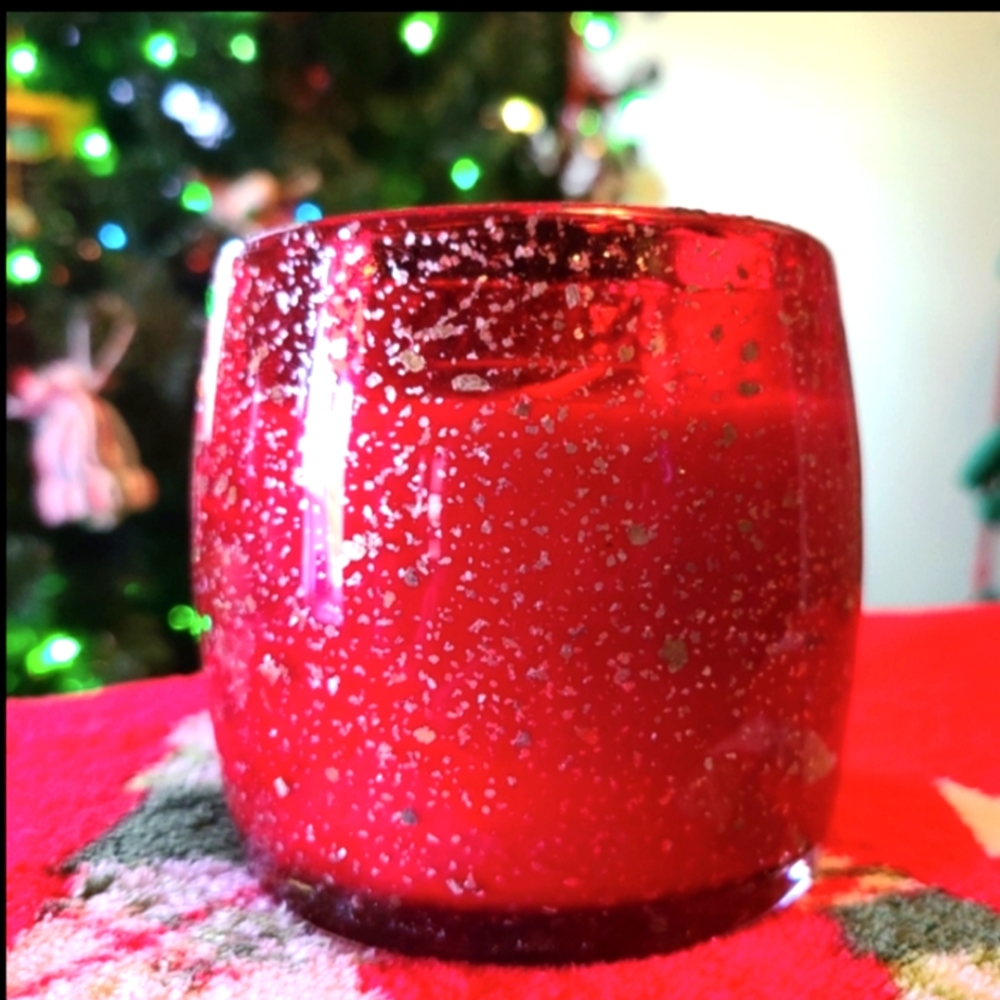 NIB- Hand Blown Glass‎ Christmas Candle